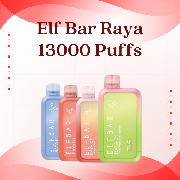 Elf Bar Raya 13000 Puffs disposable vape with smart LED screen display