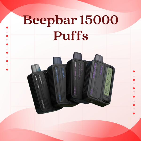 Beepbar 15000 Puffs disposable vape device with smart LED screen showing flavor and battery levels