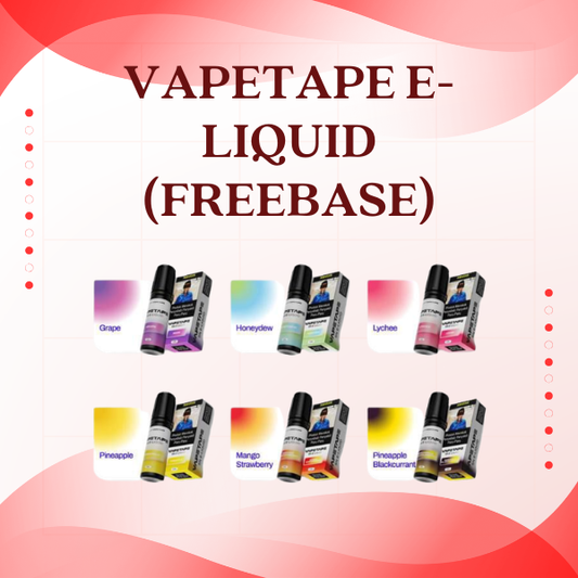 Vapetape Freebase E-Liquid 15ml bottles in various fruity flavors